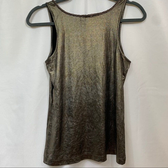 Express || Gold Chain Trimmed Neckline Moto Tank Cami Top S - Picture 2 of 12